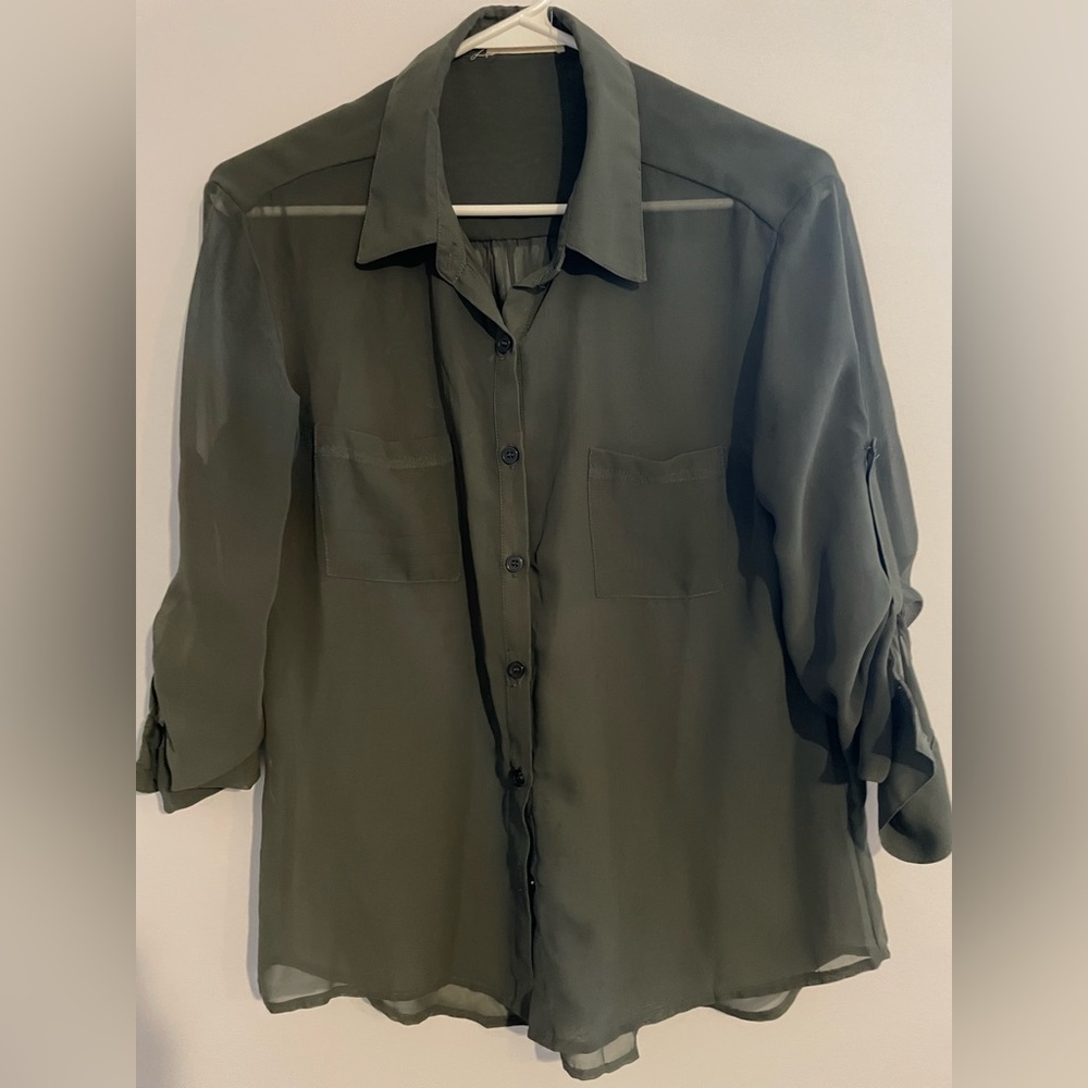 Ardene Green Lightweight Shirt Jacket with Collared Style